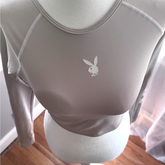 Playboy Cream Long Sleeve Crop Top - Picture 1 of 7